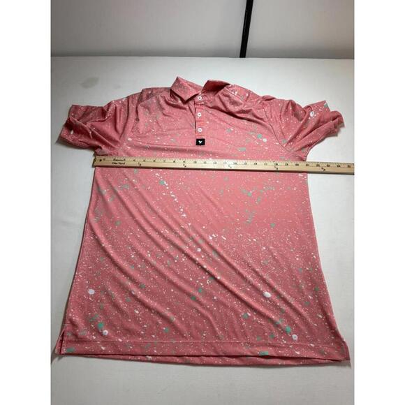 Bad Birdie Golf Polo Shirt Paint Splatter AOP Performance Pink Size Small - Picture 4 of 5